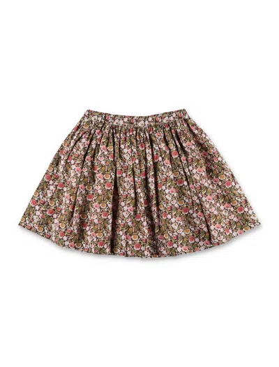 Bonpoint Liberty Floral Organic Cotton Mini Skirt For Girls In Aubergine Flowers