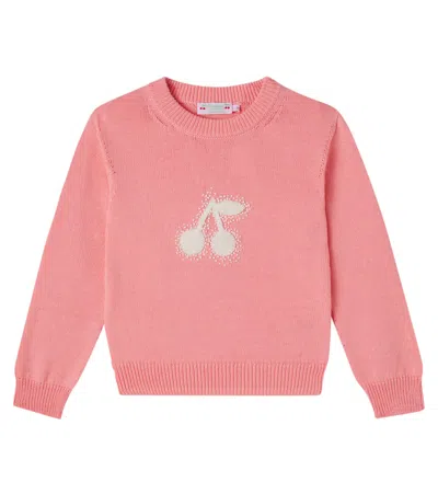 Bonpoint Kids' Liesel Embroidered Cotton Sweater In Pink
