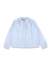 Bonpoint Light Blue Basiline Blouse With Embroidery In Brown