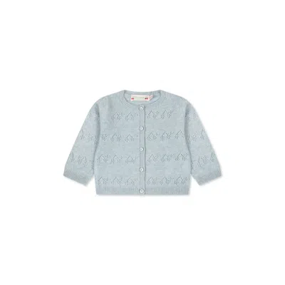 Bonpoint Light Blue Cardigan For Baby Girl With Cherries
