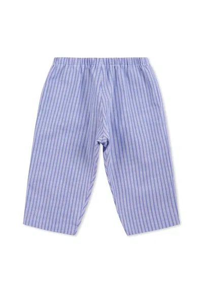 Bonpoint Light Blue Trousers For Baby Girl With Floral Print