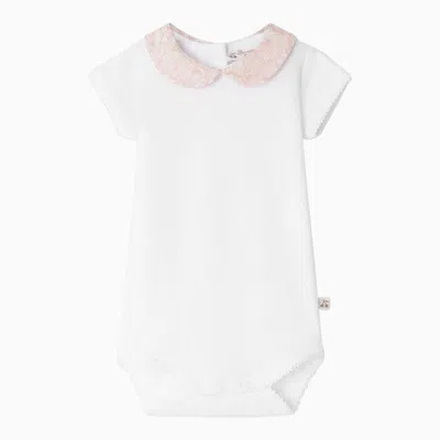 Bonpoint Light Pink Calix Cotton Romper In White