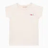 BONPOINT LIGHT PINK CREW-NECK T-SHIRT WITH EMBROIDERY