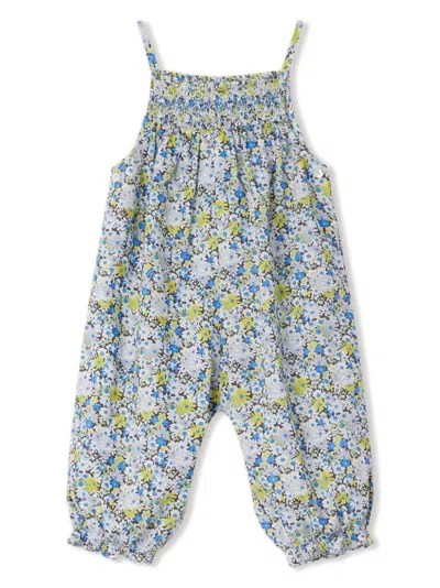 Bonpoint Babies' Lilisy Floral-print Cotton Romper In Blue