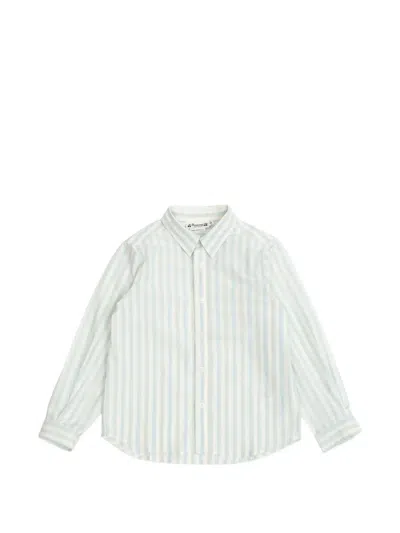 Bonpoint Kids' Linton Vertical-stripe Cotton Shirt In Green
