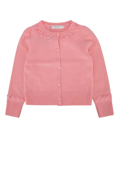 Bonpoint Liora Kids 100% Cashmere Cardigan In Rose Bonbon