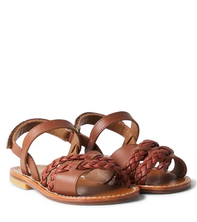 Bonpoint Kids' Liza Braided Leather Sandals In Brown
