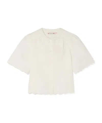 Bonpoint Kids'  Lizea Crewneck Short-sleeved Blouse In Green