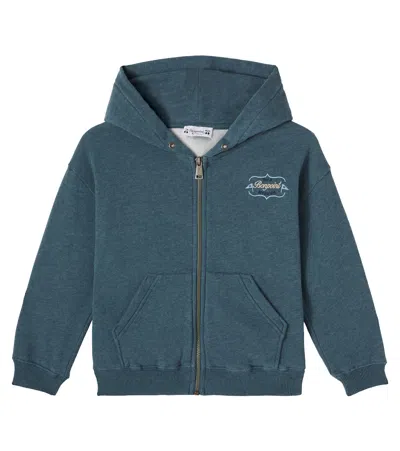 Bonpoint Kids' Logo Cotton Jersey Zip-up Hoodie In Green