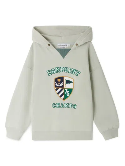 Bonpoint Kids' Logo-embroidered Hoodie In Green
