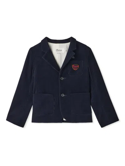 Bonpoint Kids' Logo-patch Single-breasted Blazer In Blue