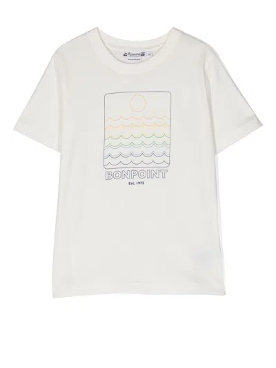 Bonpoint Teen Ivory Cotton Logo T-shirt
