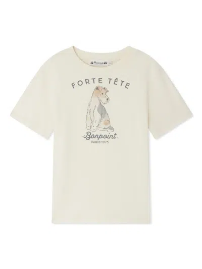 Bonpoint Kids' Logo-print T-shirt In Neutrals