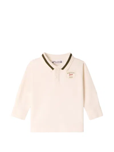 Bonpoint Babies' Logo-patch Long-sleeve Polo Shirt In Pink