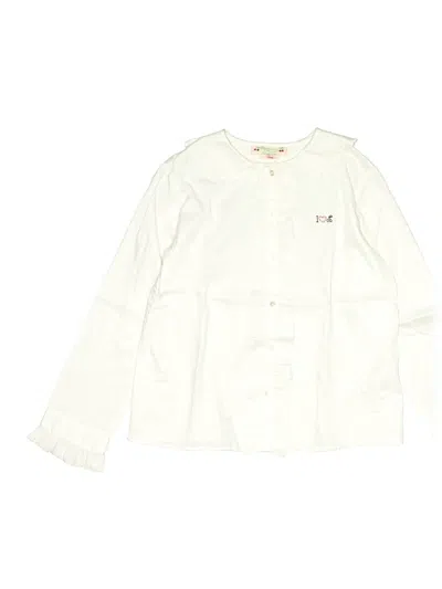 Pre-owned Bonpoint Kids' Long Sleeve Blouse In White