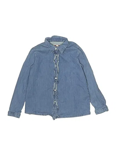 Pre-owned Bonpoint Kids' Long Sleeve Button Down Shirt In Blue