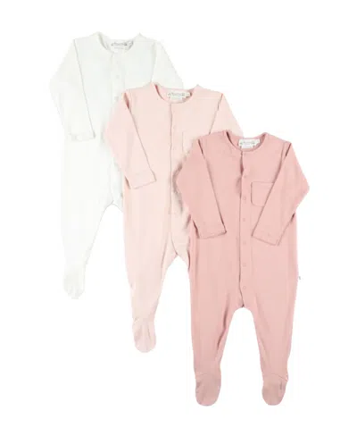 Bonpoint Long-sleeve Cotton Babygrow (set Of Three) In Pink
