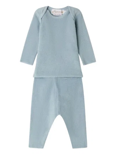 Bonpoint Babies' Long-sleeve Organic Cotton Trousers Set In Blue