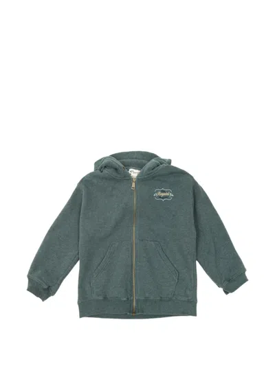 Bonpoint Kids' Long-sleeve Zip-up Hoodie In Green