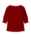 Bonpoint Red Velvet Dress With Bow Jove  In Red
