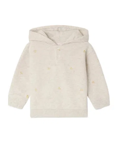 Bonpoint Long-sleeved Hooded Sweatshirt In White