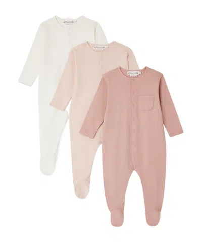 Bonpoint Long-sleeve Cotton Babygrow (set Of Three) In Multi