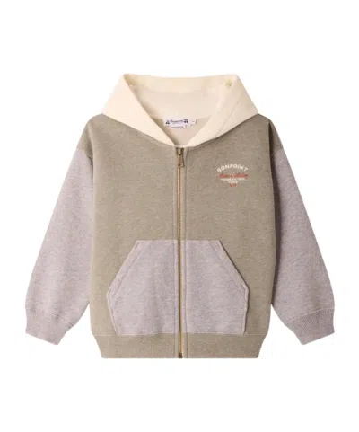 Bonpoint Kids' Long-sleeve Hooded Sweatshirt In Green