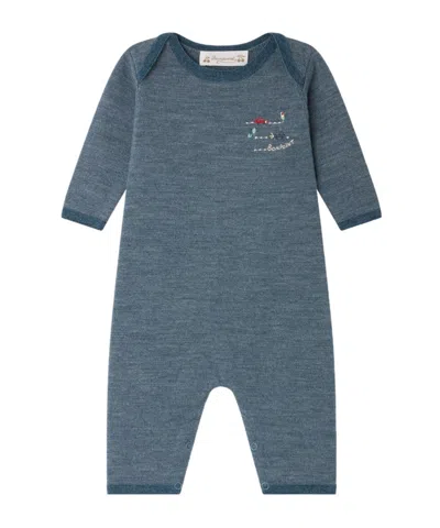 Bonpoint Kids' Long-sleeved Bodysuit In Blue