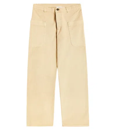 Bonpoint Kids' Looping Cotton Wide-leg Pants In Beige