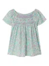 Bonpoint Lorette Smocked Floral Blouse In Multi