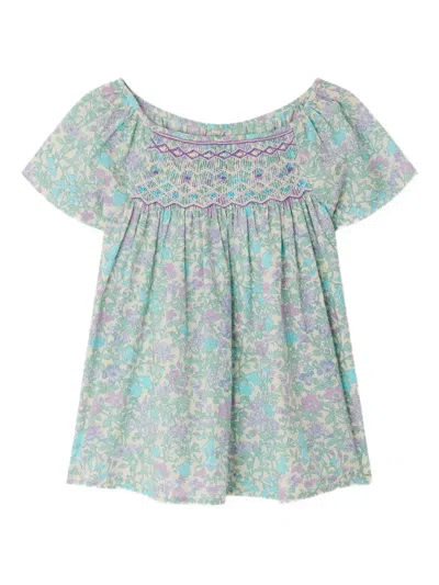 Bonpoint Kids' Lorette Smocked Floral Blouse In Multi