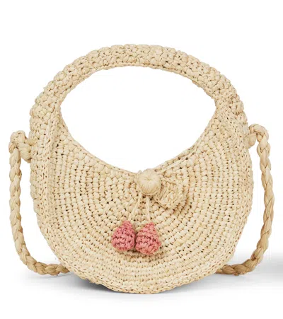 Bonpoint Kids' Loulou Raffia Shoulder Bag In Sand