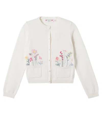 Bonpoint Kids' Lucila Cotton And Cashmere Cardigan In White