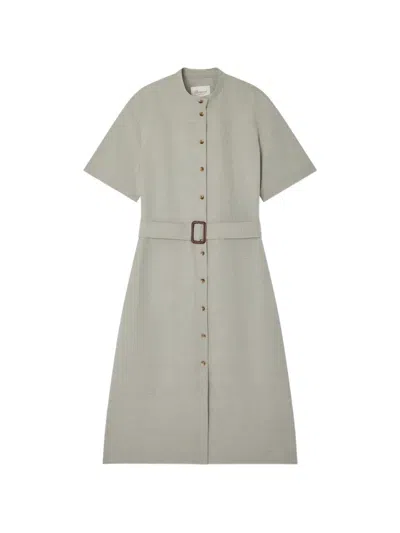 Bonpoint Lyla Belted Button-front Dress In Green