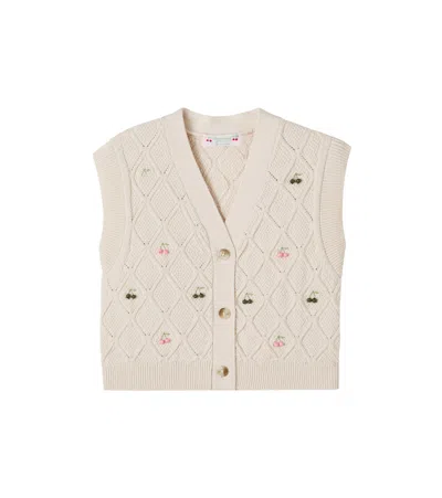 Bonpoint Kids' Lys Embellished Wool And Cotton Vest In Neutral