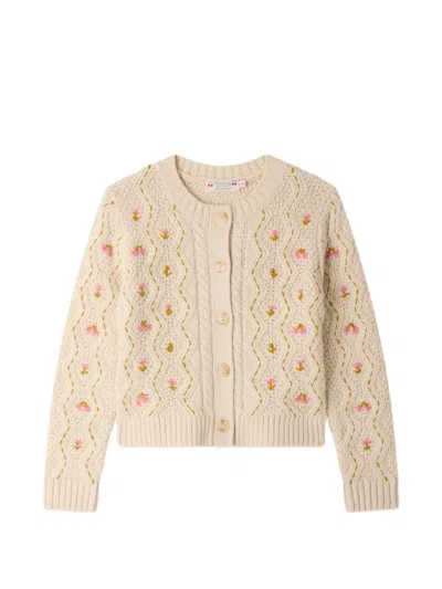 Bonpoint Mahael Cardigan Mit Zopfmuster In Nude