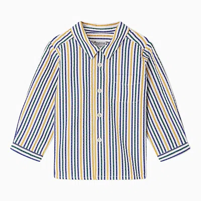 Bonpoint Malo Striped Cotton Shirt In Blue
