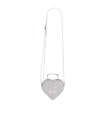 Bonpoint Kids' Mariha Heart-shaped Bag With Silver Sequins In Gray