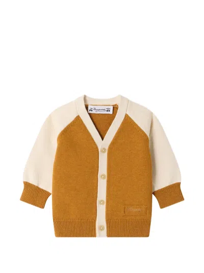Bonpoint Babies' Marin Colour-block Raglan-sleeve Cardigan In Brown