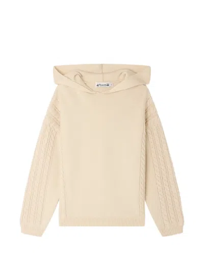 Bonpoint Kids' Matheus Cable-knit Hoodie In Neutrals