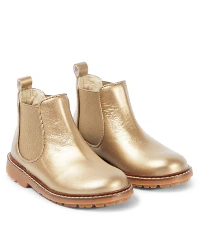Bonpoint Kids' Mathis Metallic Leather Boots In Gold