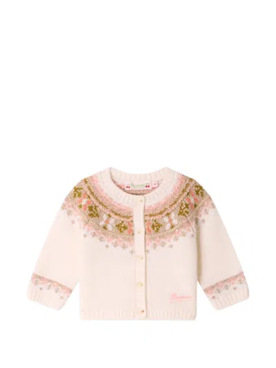 Bonpoint Babies' Maylia Fair Isle Cardigan In Nude
