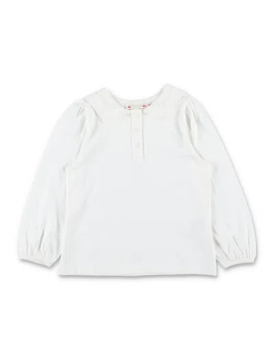 Bonpoint Meena Organic Cotton Mini T-shirt For Girls With Sailor Collar In White