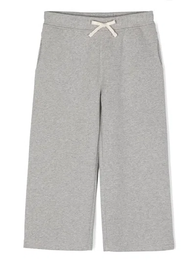 Bonpoint Kids' Melange-effect Wide-leg Trousers In Gray
