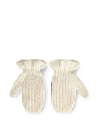 Bonpoint Kids' Meryn Cable-knit Mittens In Neutrals