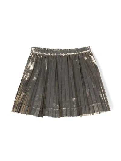 Bonpoint Kids' Metallic Pleated Skirt In Gold