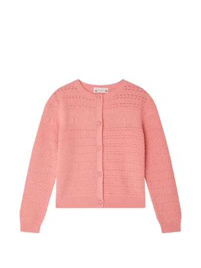 Bonpoint Kids' Mia Pointelle-knit Cardigan In Pink