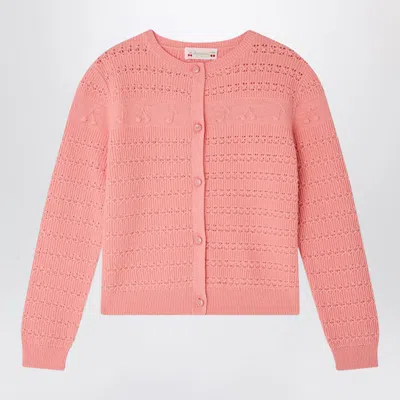 Bonpoint Mia Wool-blend Cardigan With Cherries & Musical Note Mini Motifs In Pink