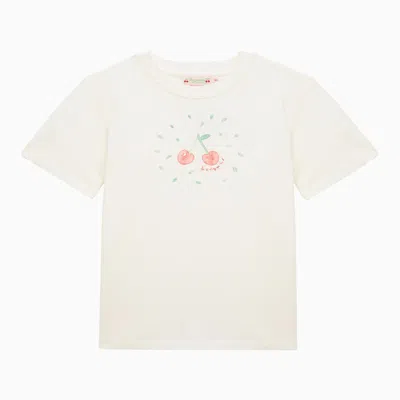 Bonpoint Milk-white Cotton T-shirt With Logo