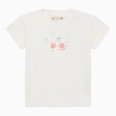 Bonpoint Milk-white Cotton T-shirt With Logo